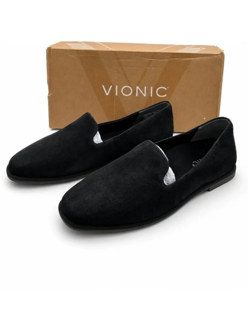 VIONIC Willa 2.0 Supportive Black Suede Leather Flat Women 9 WIDE Comfort Loafer
